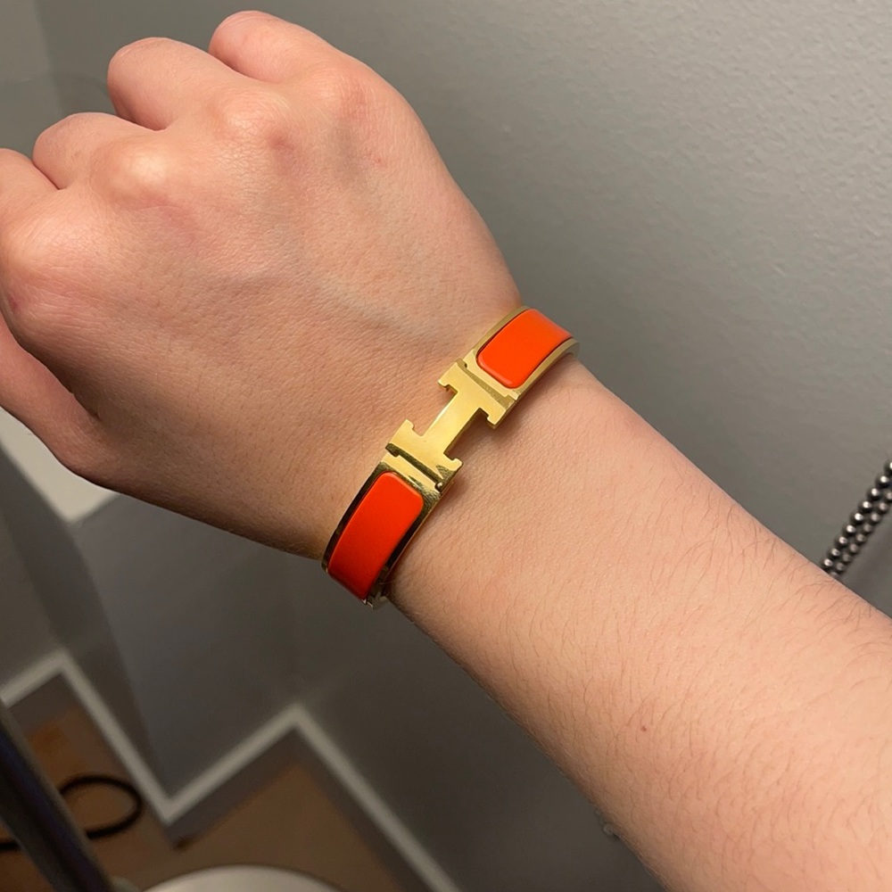 Hermès bracelet, Orange and gold